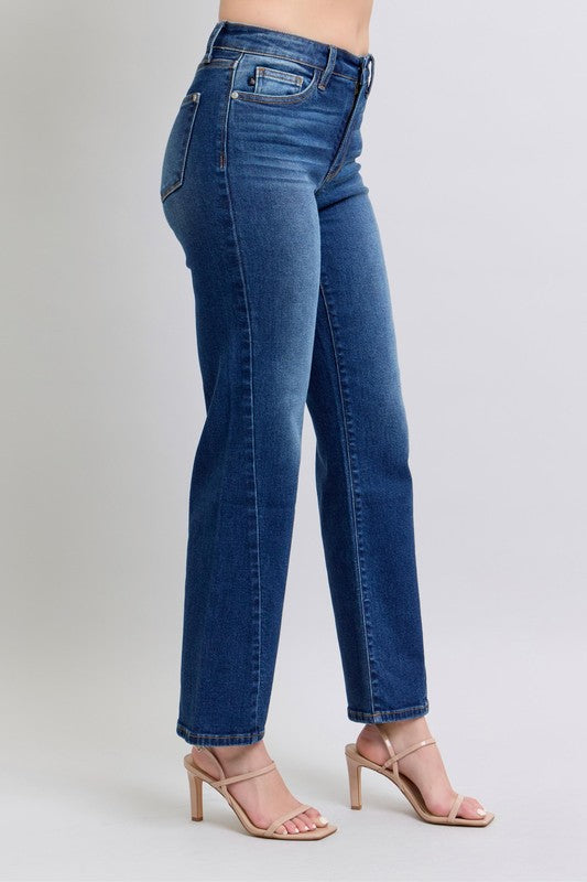 Judy Blue Full Size Side Seam Detail Straight Jeans with Pockets-Denim-Inspired by Justeen-Women's Clothing Boutique