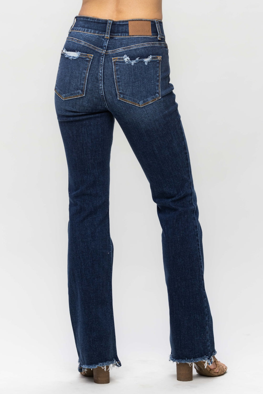 Judy Blue Full Size Frayed Hem Bootcut Jeans-Denim-Inspired by Justeen-Women's Clothing Boutique