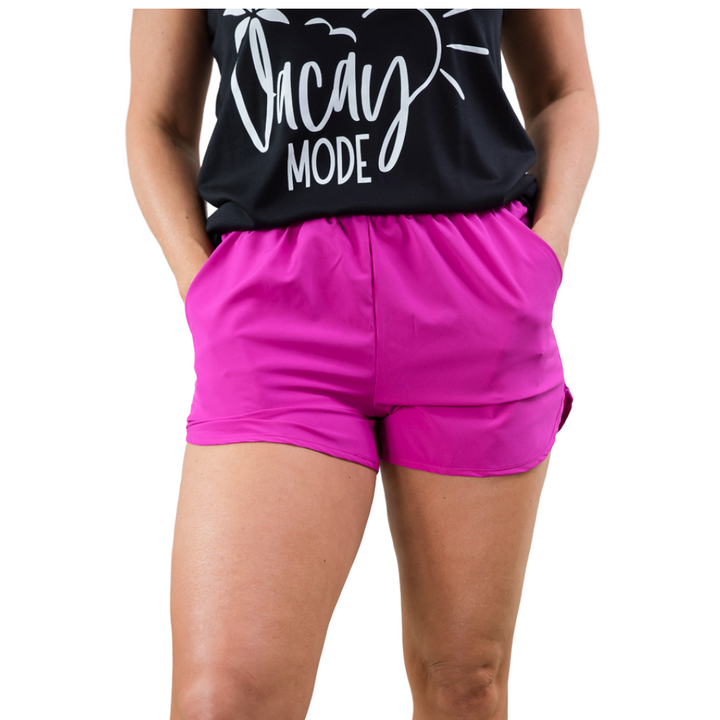 Tell Your Truth Magenta Shorts-White Birch-Inspired by Justeen-Women's Clothing Boutique