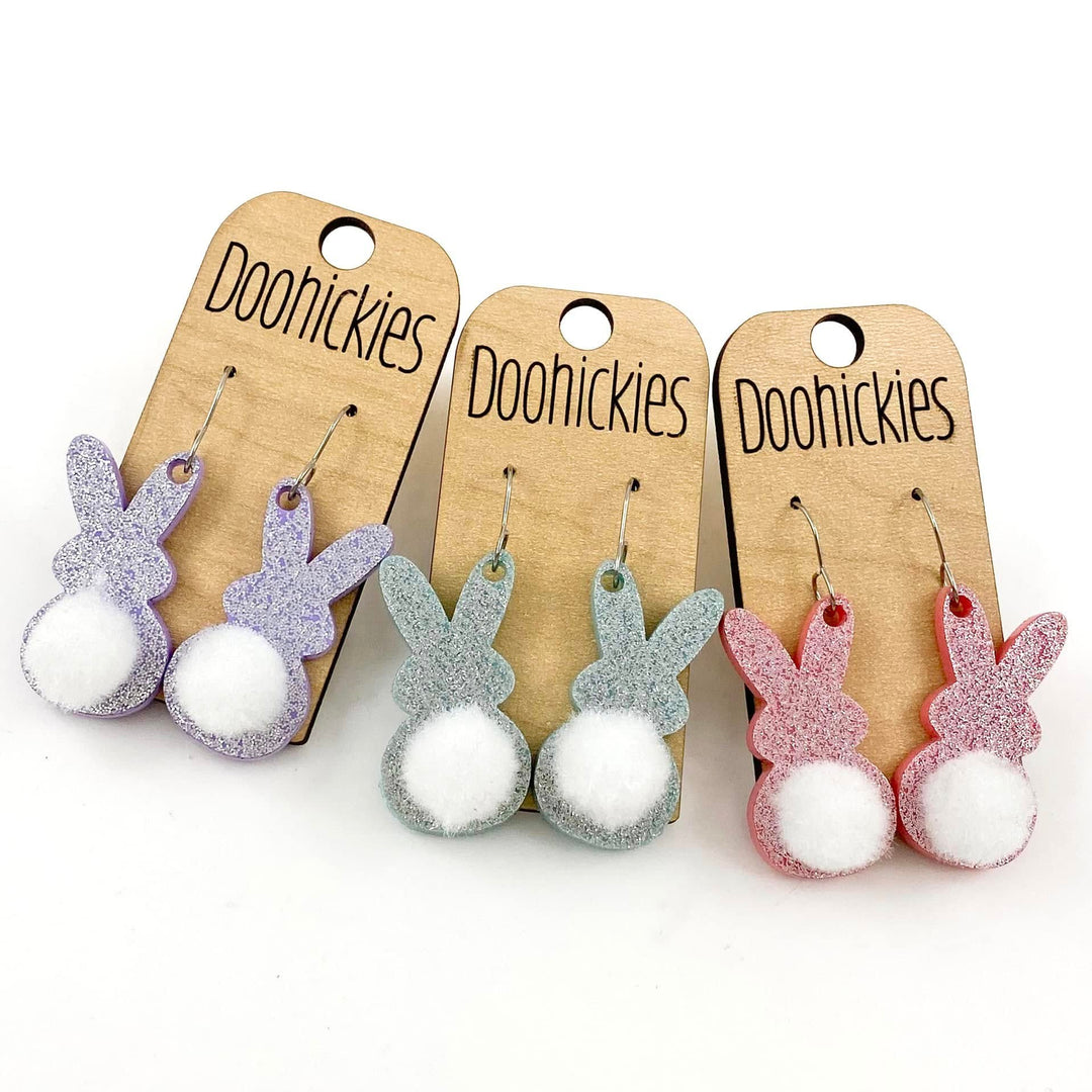 1.5" Glitter Bunny Tail Dangles - Easter Earrings-Inspired by Justeen-Women's Clothing Boutique