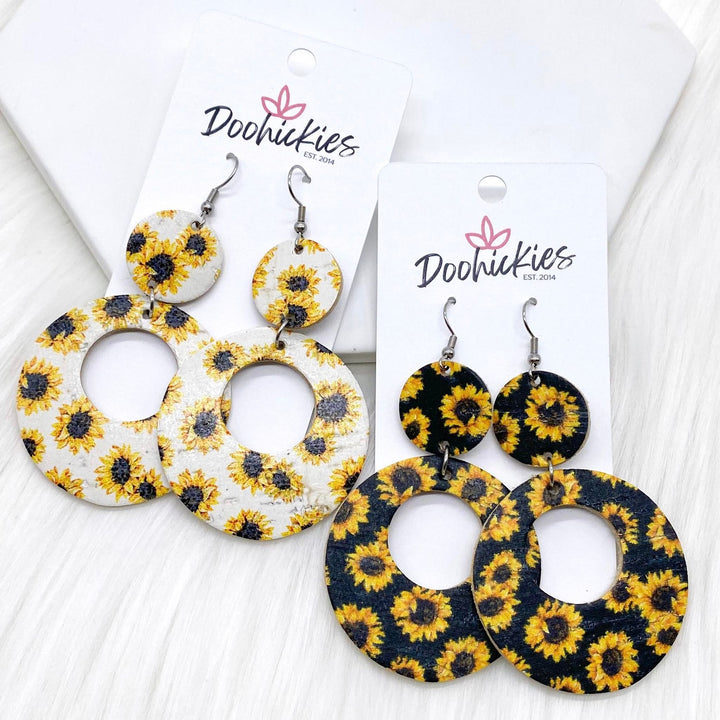 2.5" Sunflower Double O Corkies -Summer Earrings-Earrings-Inspired by Justeen-Women's Clothing Boutique