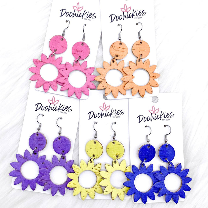 2.5" Daisy Piggyback Corkies (5 Colors) -Earrings-Earrings-Inspired by Justeen-Women's Clothing Boutique