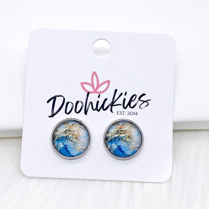 12mm Marble Singles -Earrings-Earrings-Inspired by Justeen-Women's Clothing Boutique