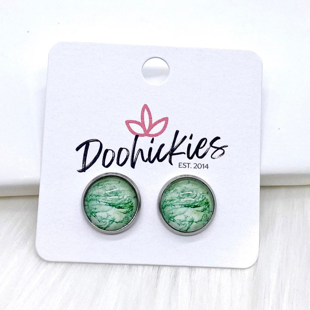 12mm Marble Singles -Earrings-Earrings-Inspired by Justeen-Women's Clothing Boutique