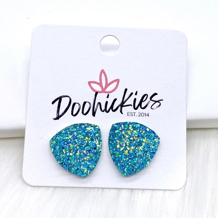 16mm Glittery Spring Triangles -Earrings-Earrings-Inspired by Justeen-Women's Clothing Boutique