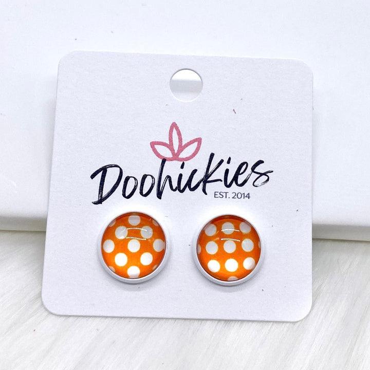 12mm Bright Polka Dots in White Settings -Summer Earrings-Earrings-Inspired by Justeen-Women's Clothing Boutique