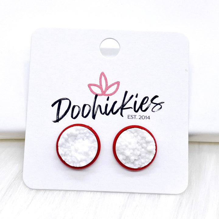 12mm Everyday Studs in Red Settings -Earrings-Earrings-Inspired by Justeen-Women's Clothing Boutique