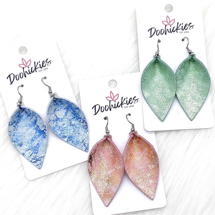 2" Shimmery Marble Small Petals -Earrings-Earrings-Inspired by Justeen-Women's Clothing Boutique