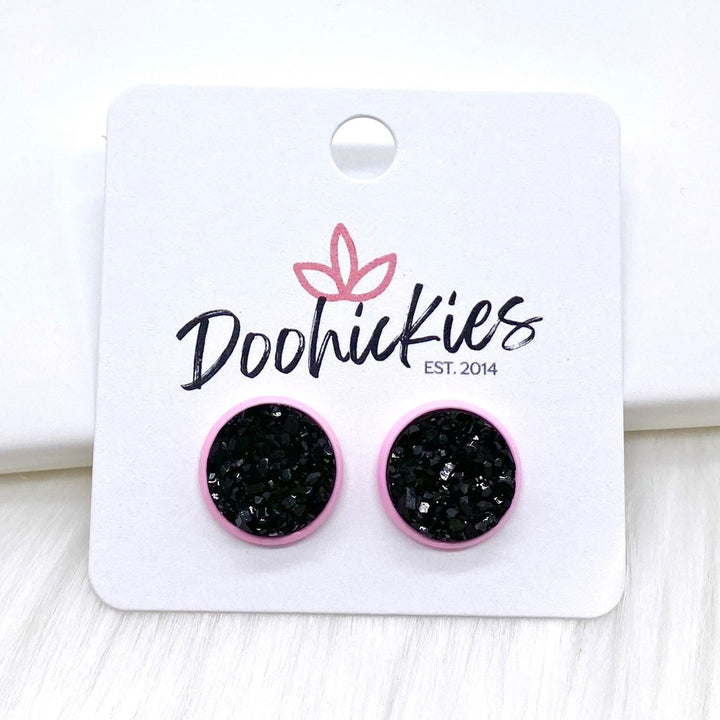 12mm Everyday Studs in Bright Pink Settings -Earrings-Earrings-Inspired by Justeen-Women's Clothing Boutique