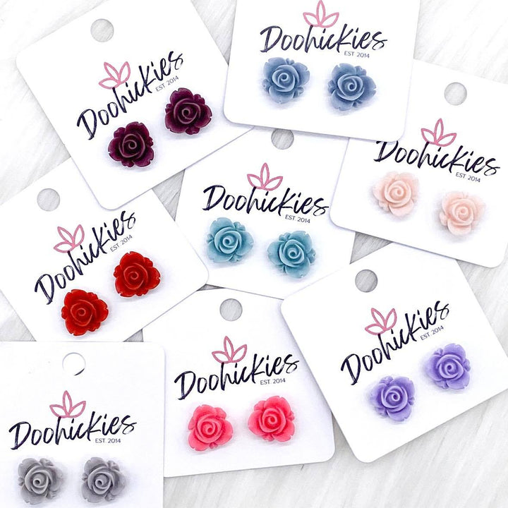 13mm Blooming Rose Singles -Earrings-Earrings-Inspired by Justeen-Women's Clothing Boutique