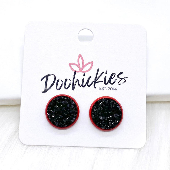 12mm Everyday Studs in Red Settings -Earrings-Earrings-Inspired by Justeen-Women's Clothing Boutique