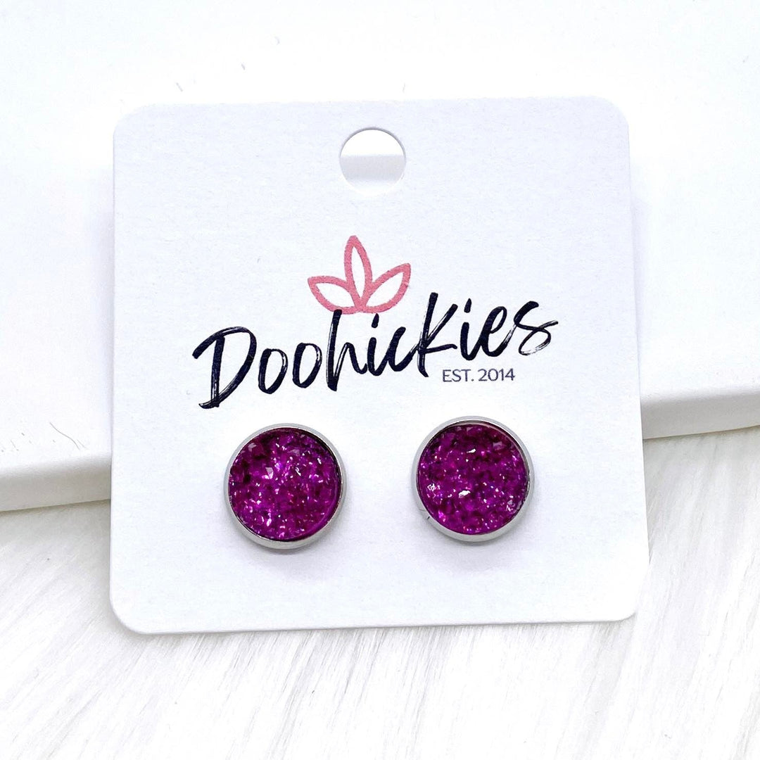 10mm Sparkles in Stainless Steel Settings -Earrings-Earrings-Inspired by Justeen-Women's Clothing Boutique