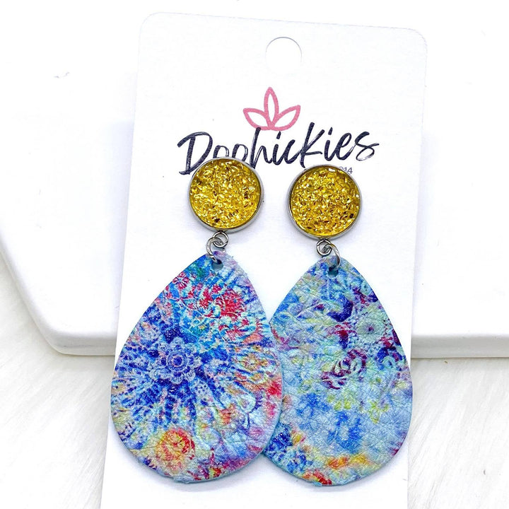 2" Tie Dye Dangles -Earrings-Earrings-Inspired by Justeen-Women's Clothing Boutique