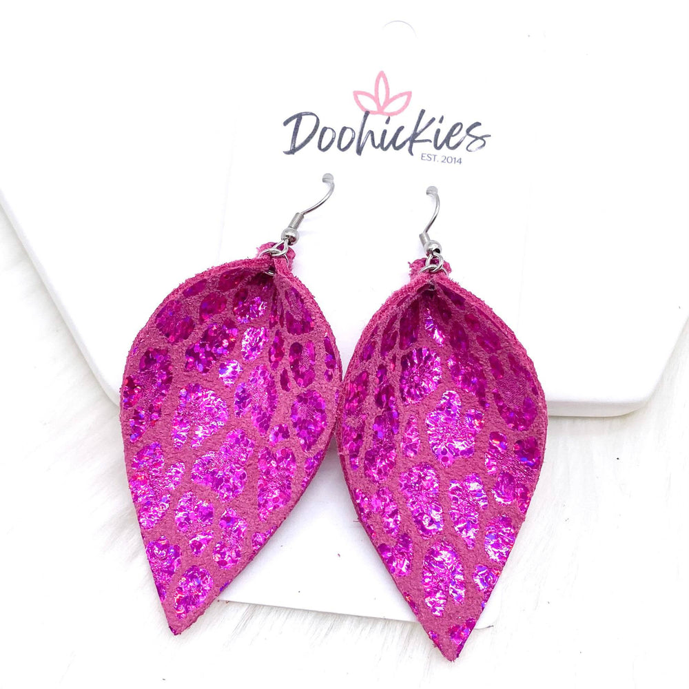 2.5" Metallic Valentine's Day Leopard Petals -Earrings-Inspired by Justeen-Women's Clothing Boutique