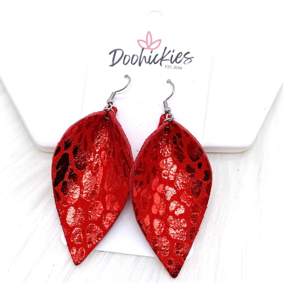 2.5" Metallic Valentine's Day Leopard Petals -Earrings-Inspired by Justeen-Women's Clothing Boutique