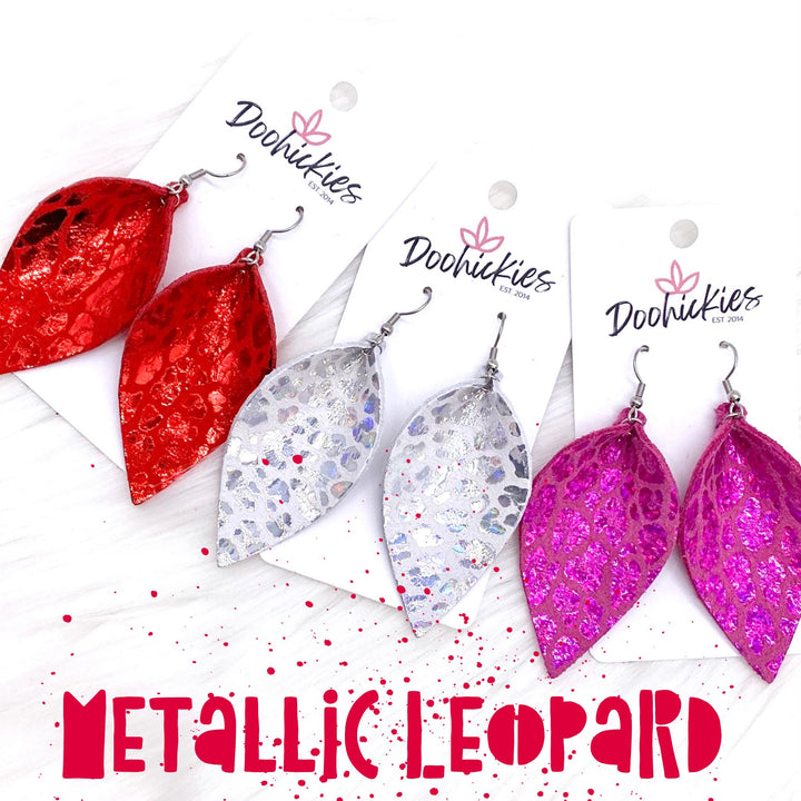 2.5" Metallic Valentine's Day Leopard Petals -Earrings-Inspired by Justeen-Women's Clothing Boutique