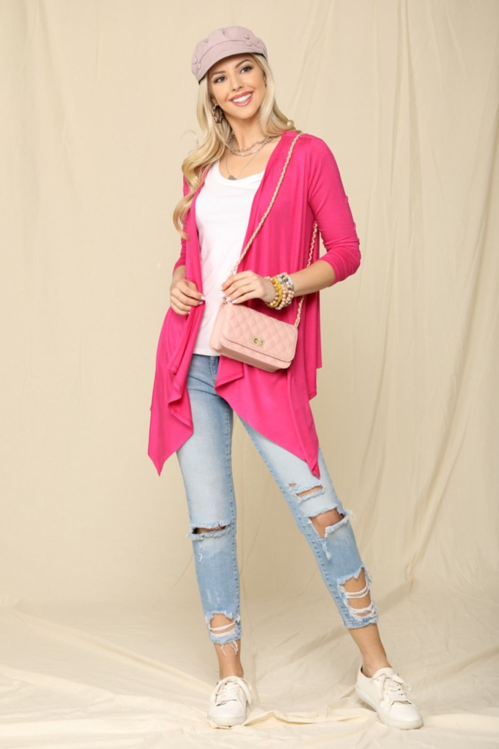 Celeste Full Size Open Front Knit Cardigan-Cardigans + Kimonos-Inspired by Justeen-Women's Clothing Boutique