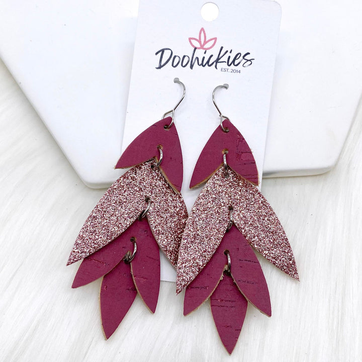 3" Blushing Beauty Lilli Belles - Cork Earrings-Earrings-Inspired by Justeen-Women's Clothing Boutique