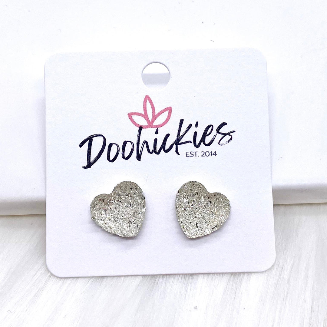 12mm Sparkle Valentine Heart Studs -Earrings-Earrings-Inspired by Justeen-Women's Clothing Boutique