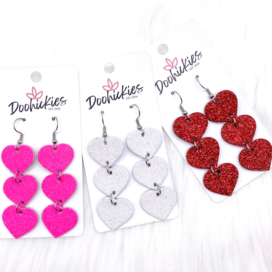 2.5" Glitter Valentine Heart Drops -Earrings-Earrings-Inspired by Justeen-Women's Clothing Boutique