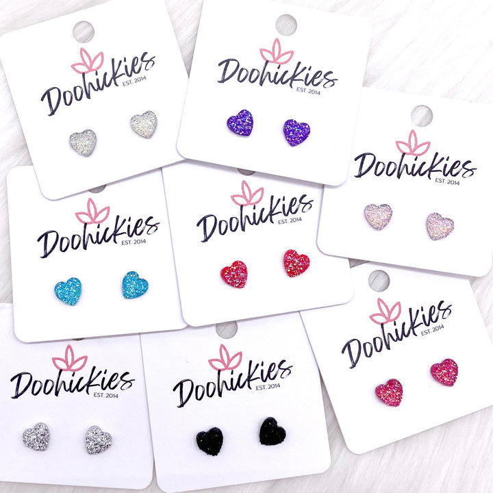 8mm Sparkle Valentine Hearts -Earrings-Inspired by Justeen-Women's Clothing Boutique