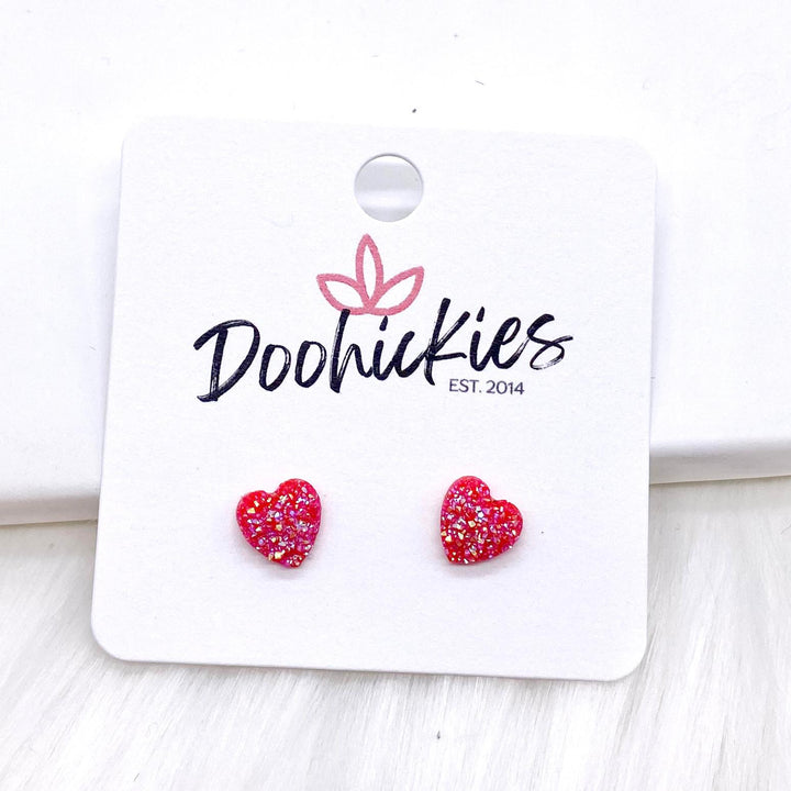 8mm Sparkle Valentine Hearts -Earrings-Inspired by Justeen-Women's Clothing Boutique