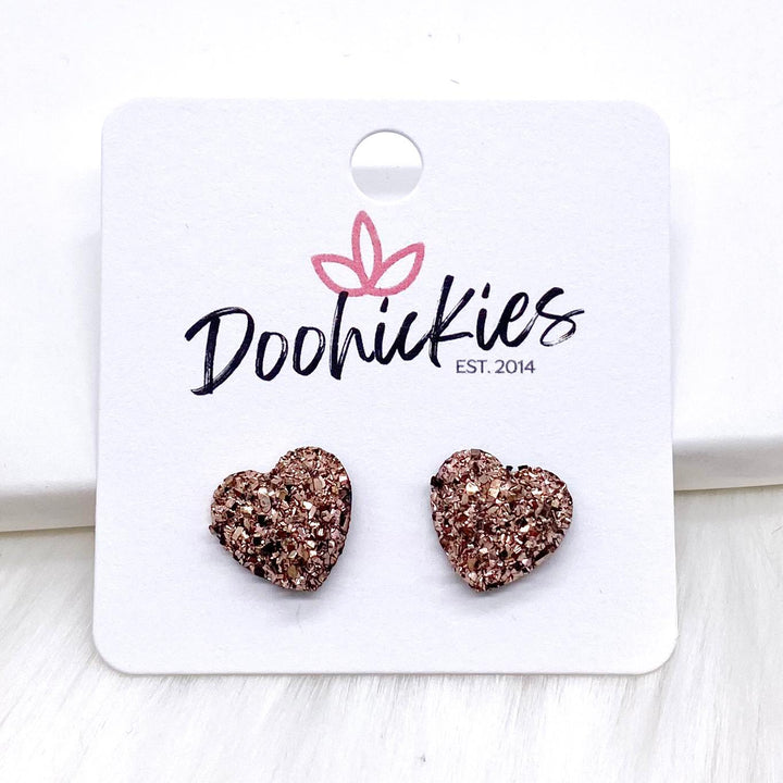 12mm Sparkle Valentine Heart Studs -Earrings-Earrings-Inspired by Justeen-Women's Clothing Boutique