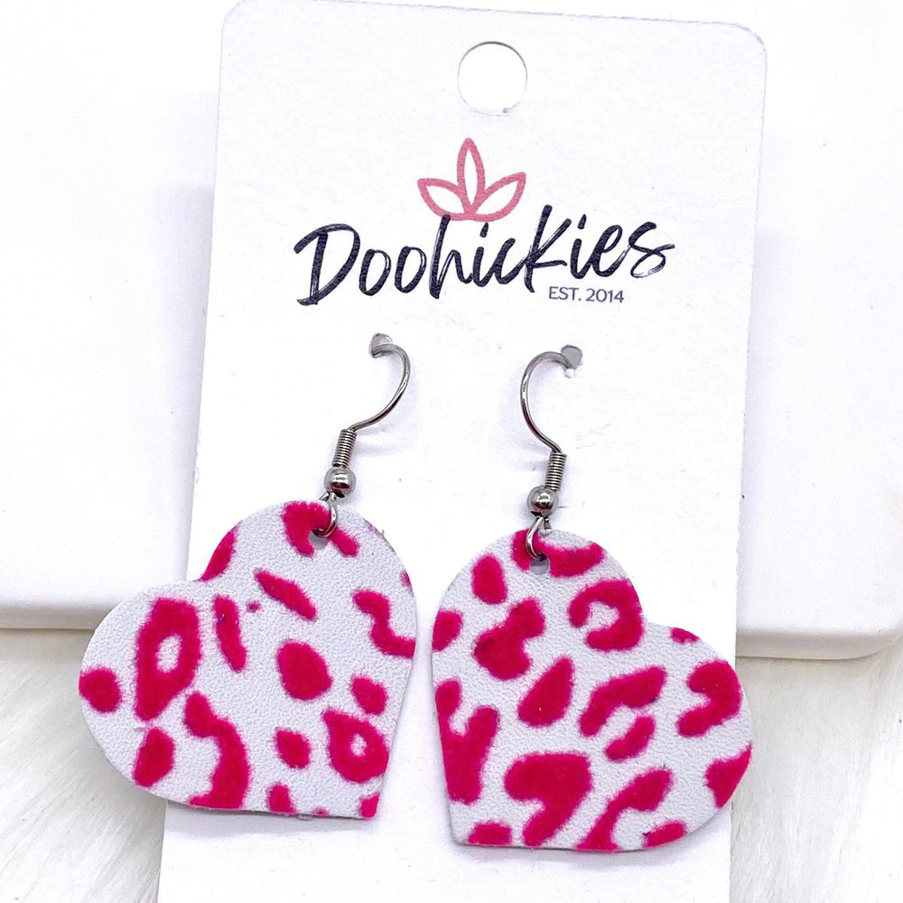 1.25" Raised Valentine Leopard Hearts -Earrings-Earrings-Inspired by Justeen-Women's Clothing Boutique