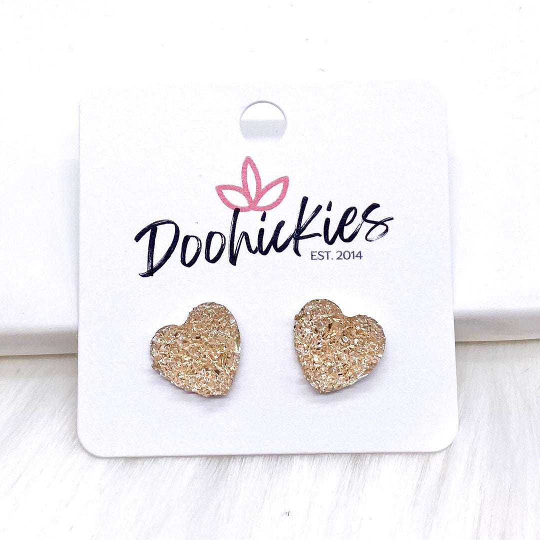 12mm Sparkle Valentine Heart Studs -Earrings-Earrings-Inspired by Justeen-Women's Clothing Boutique