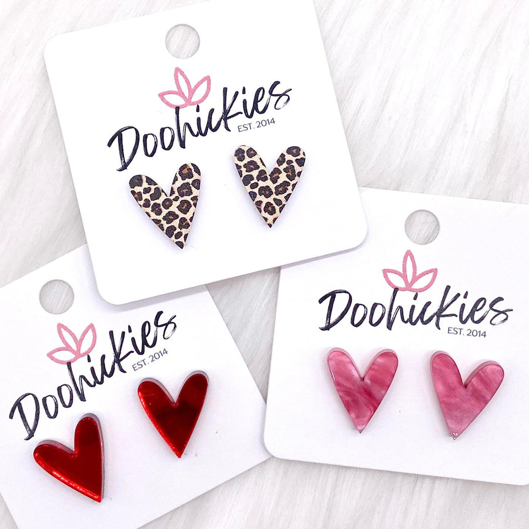 16mm Valentine Heart Studs -Earrings-Earrings-Inspired by Justeen-Women's Clothing Boutique