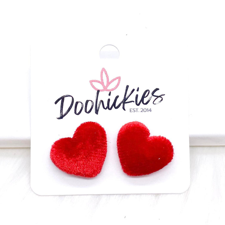 14mm Velvet Valentine Heart Earring Studs-Inspired by Justeen-Women's Clothing Boutique