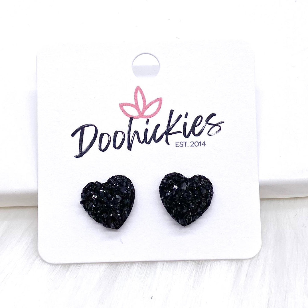 12mm Sparkle Valentine Heart Studs -Earrings-Earrings-Inspired by Justeen-Women's Clothing Boutique