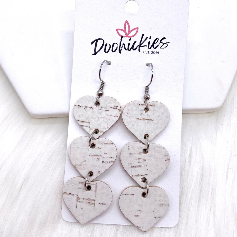 2.5" Valentine Heart Drop Corkies -Earrings-Earrings-Inspired by Justeen-Women's Clothing Boutique