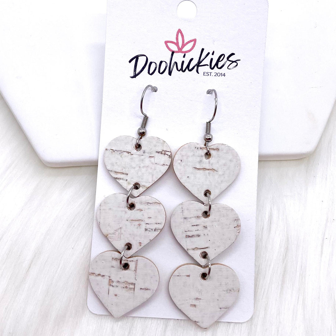 2.5" Valentine Heart Drop Corkies -Earrings-Earrings-Inspired by Justeen-Women's Clothing Boutique