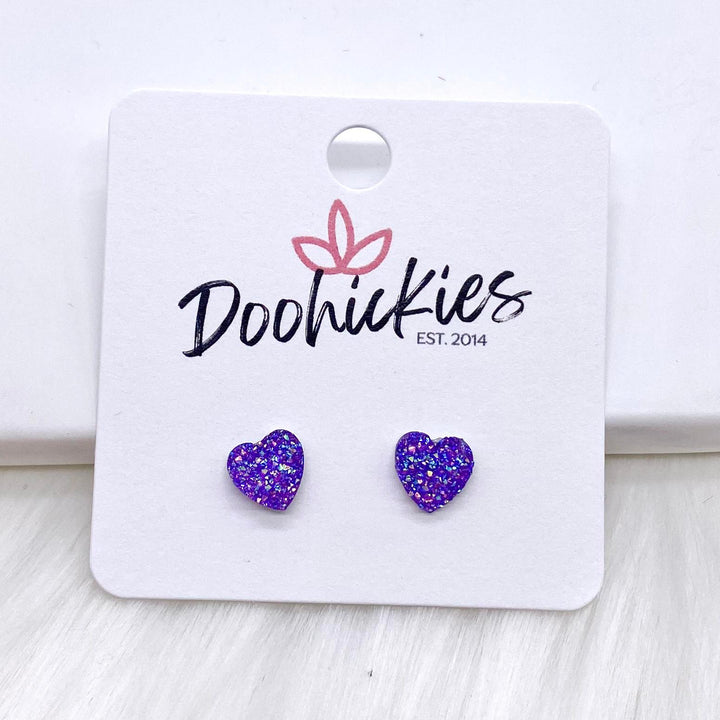 8mm Sparkle Valentine Hearts -Earrings-Inspired by Justeen-Women's Clothing Boutique