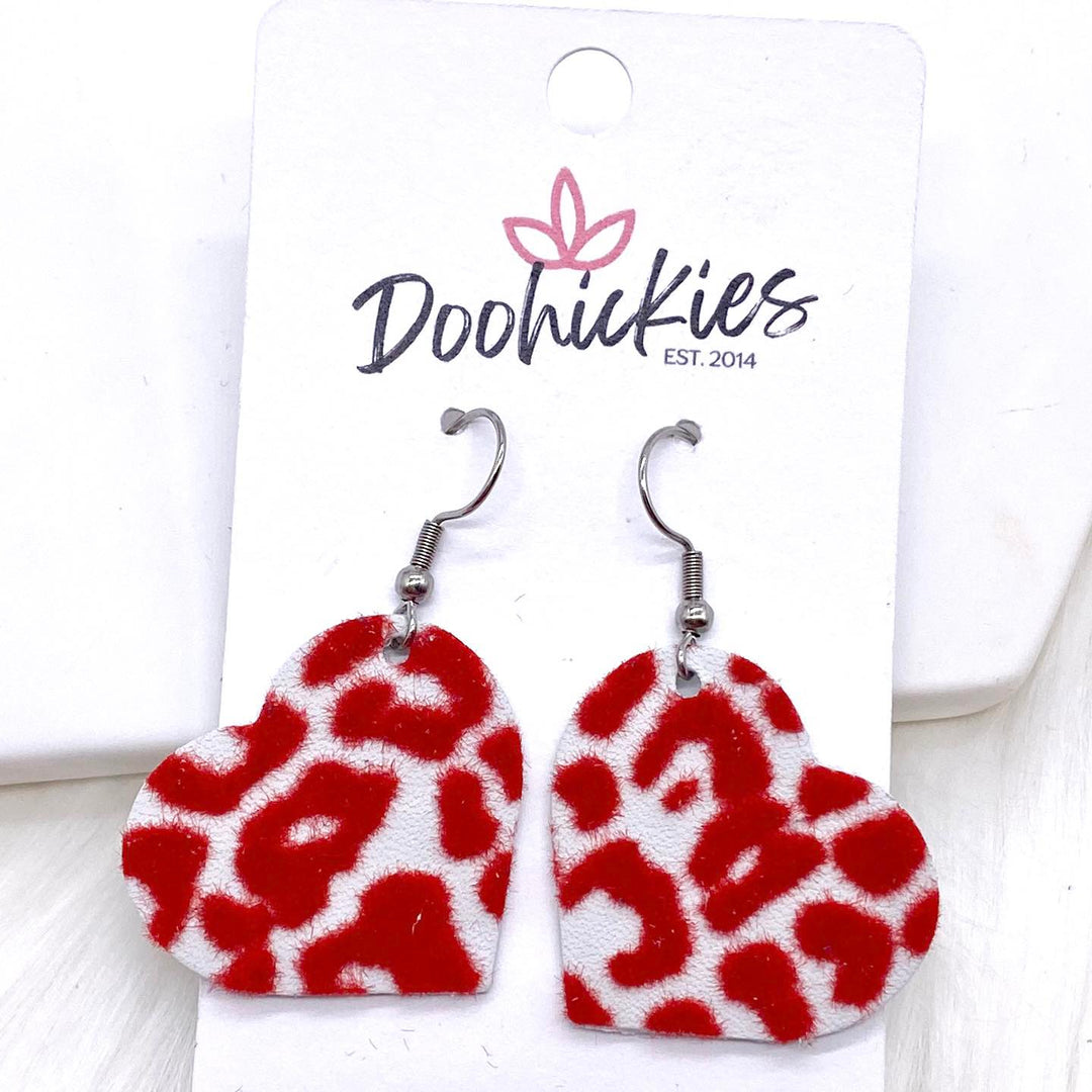 1.25" Raised Valentine Leopard Hearts -Earrings-Earrings-Inspired by Justeen-Women's Clothing Boutique