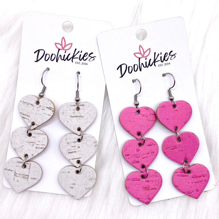 2.5" Valentine Heart Drop Corkies -Earrings-Earrings-Inspired by Justeen-Women's Clothing Boutique