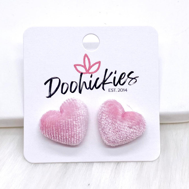 14mm Velvet Valentine Heart Earring Studs-Inspired by Justeen-Women's Clothing Boutique