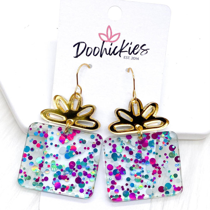 Teal Confetti Presents -Birthday Earrings-Earrings-Inspired by Justeen-Women's Clothing Boutique