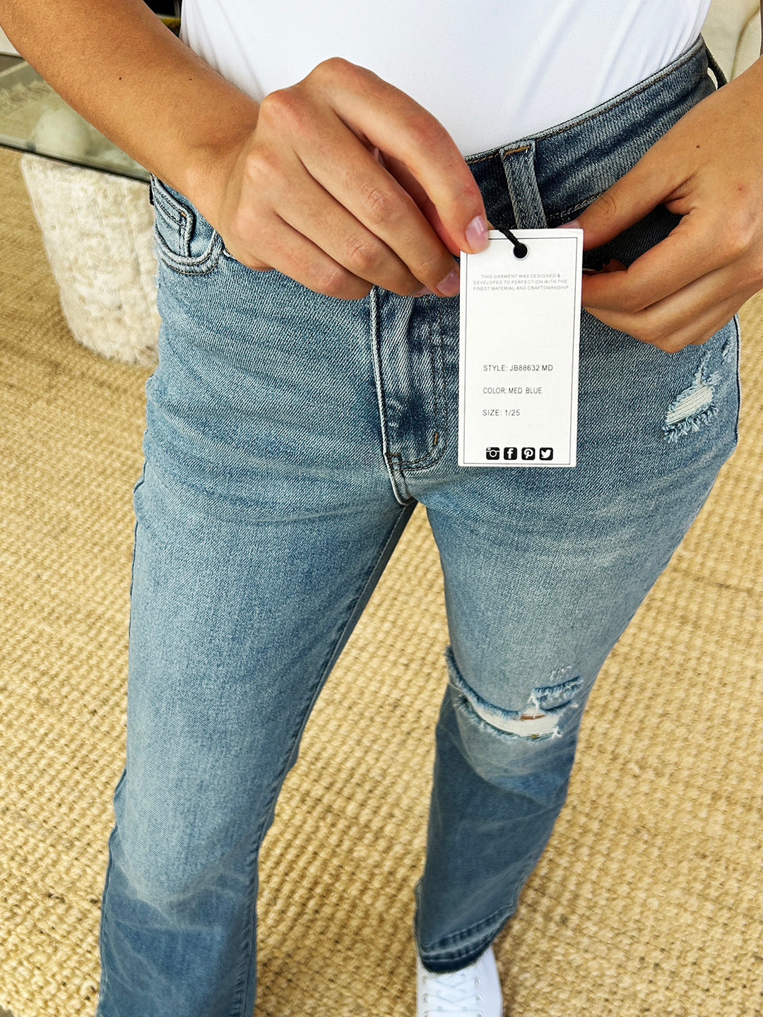 Judy Blue Full Size Mid Rise Destroyed Hem Distressed Jeans-Denim-Inspired by Justeen-Women's Clothing Boutique