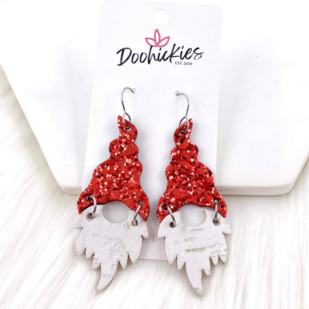 2.5" Red Chunky Glitter Gnomes-Earrings-Inspired by Justeen-Women's Clothing Boutique