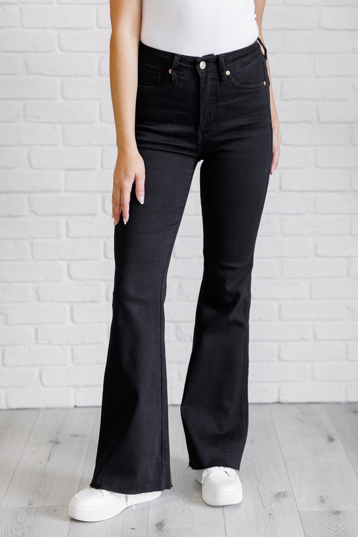 Etta High Rise Control Top Flare Jeans in Black-Denim-Inspired by Justeen-Women's Clothing Boutique