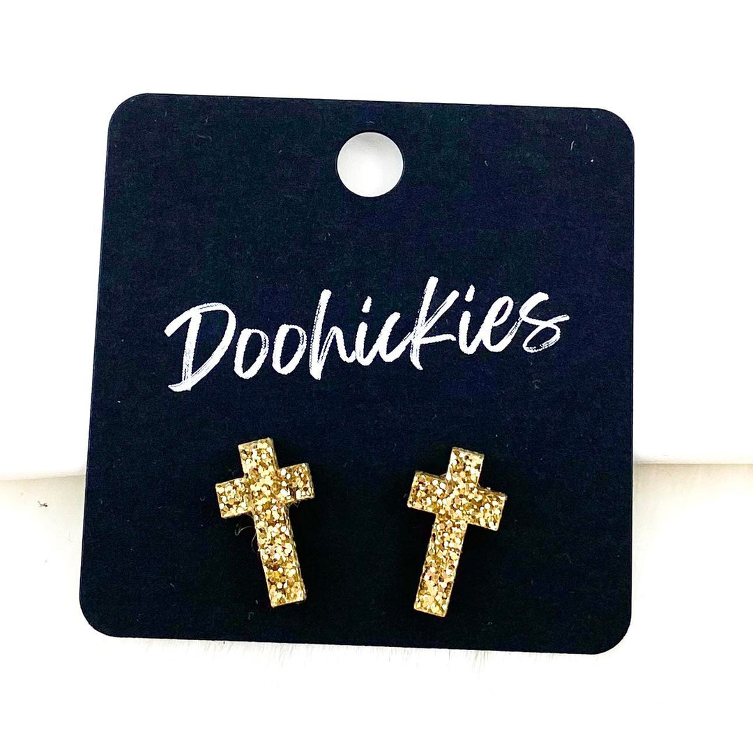 16mm Glitter Cross Singles-Earrings-Inspired by Justeen-Women's Clothing Boutique