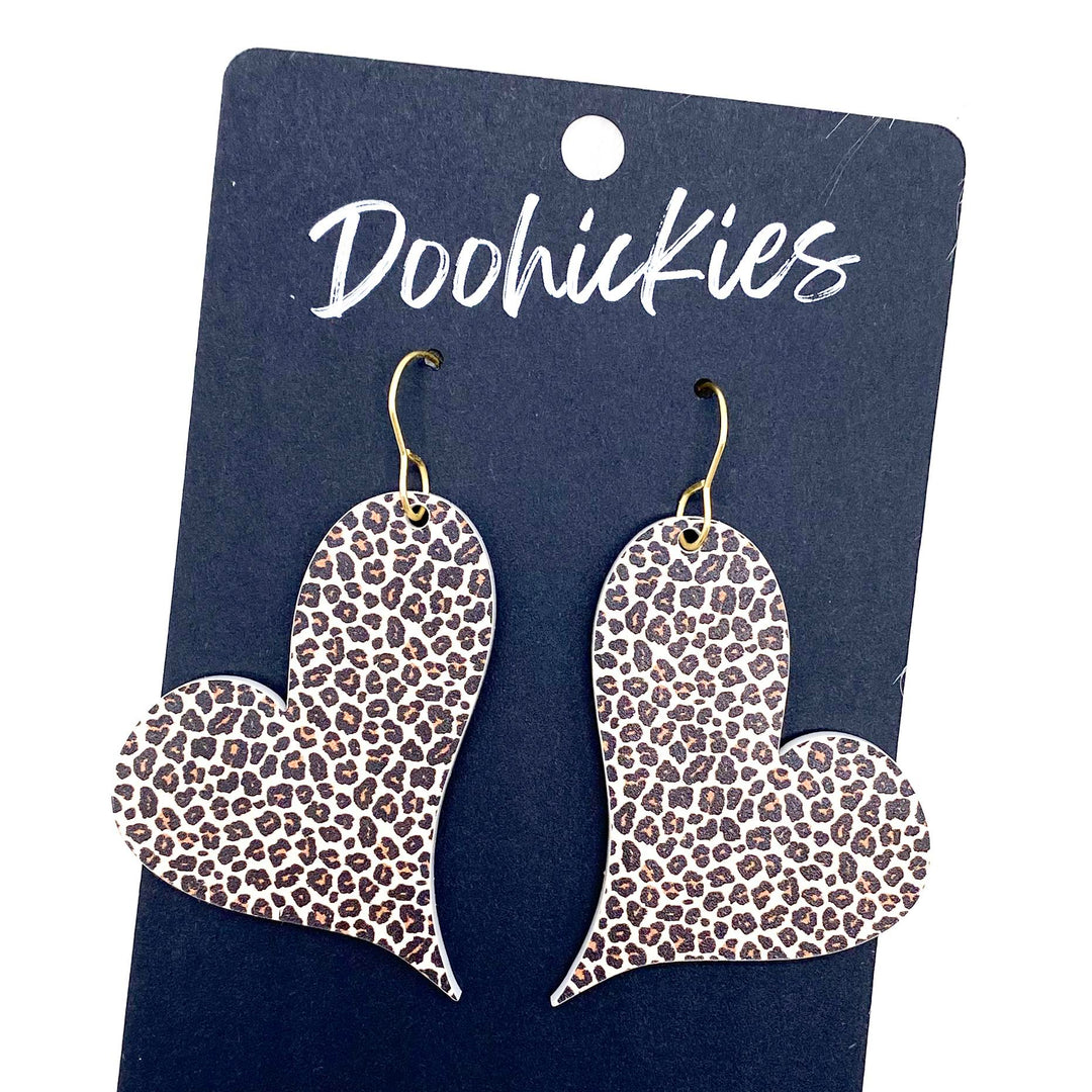 Leopard Swoopy Hearts -Valentine's Earrings-Inspired by Justeen-Women's Clothing Boutique