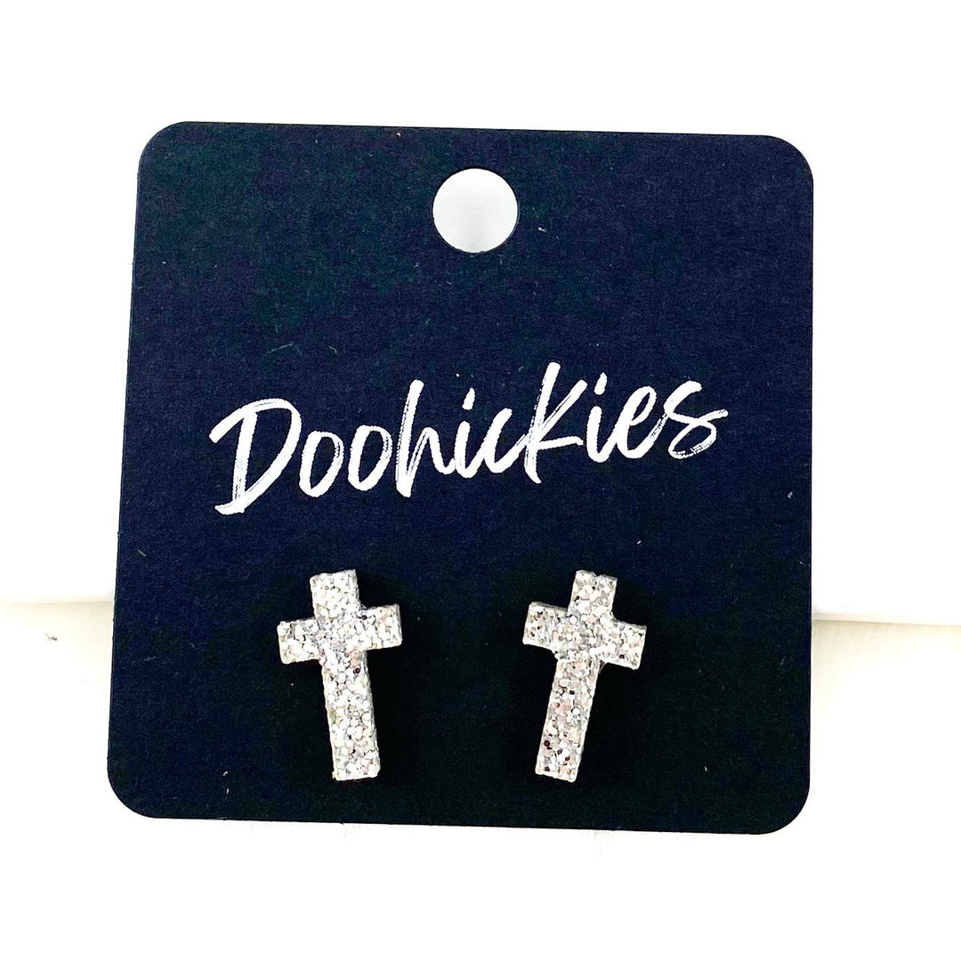 16mm Glitter Cross Studs - Easter Earrings-Earrings-Inspired by Justeen-Women's Clothing Boutique