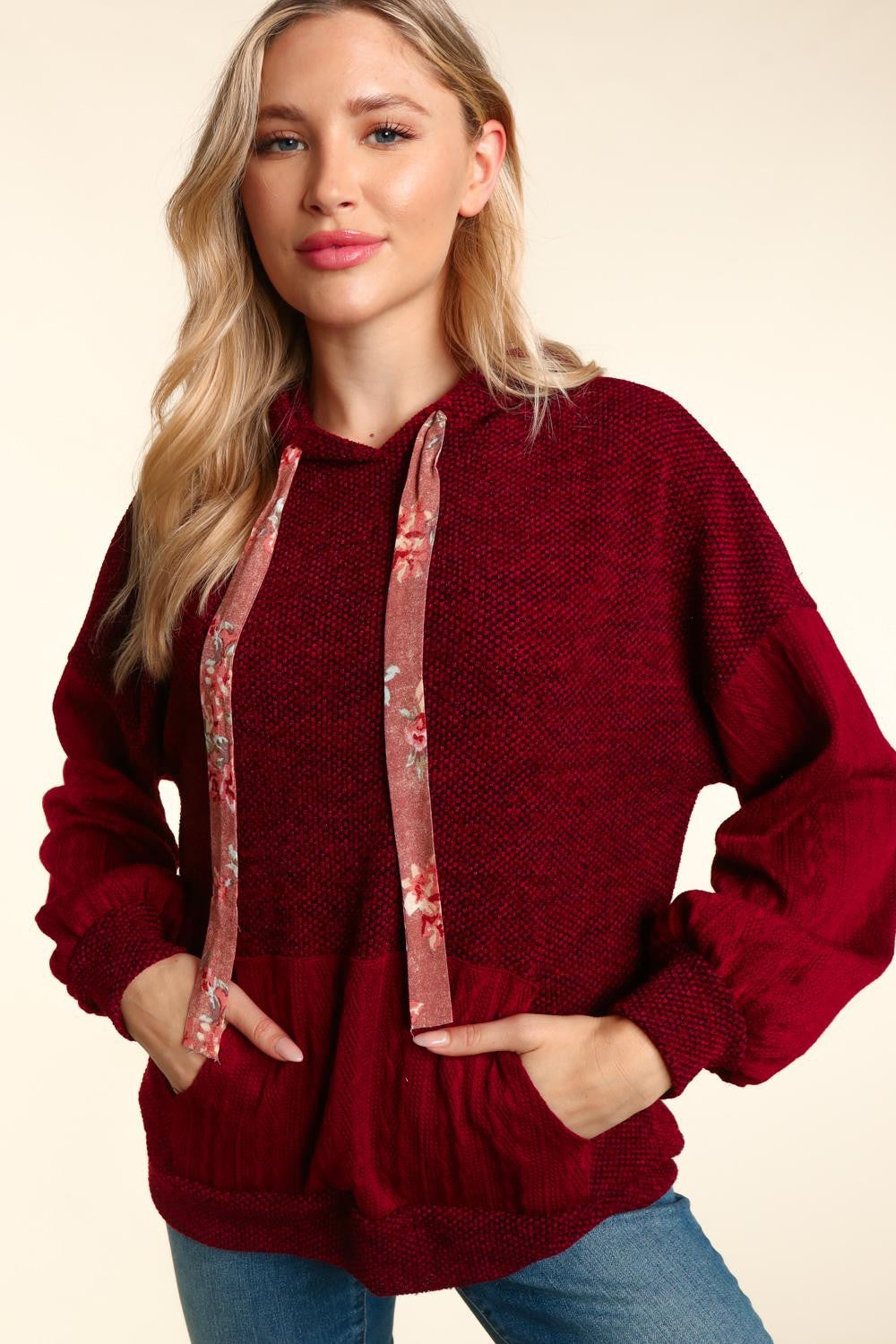 Rosie Jacquard Hacci Hooded Sweater-Sweaters/Sweatshirts-Inspired by Justeen-Women's Clothing Boutique in Chicago, Illinois