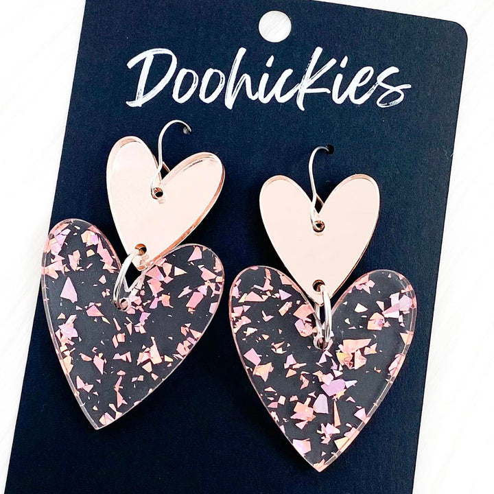 Double Love Hearts -Valentine's Acrylic Earrings-Earrings-Inspired by Justeen-Women's Clothing Boutique