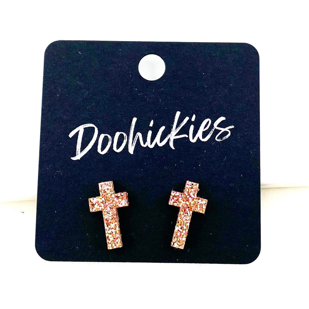 16mm Glitter Cross Studs - Easter Earrings-Earrings-Inspired by Justeen-Women's Clothing Boutique