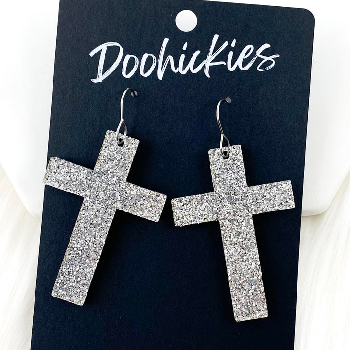 Glitter Cross Dangles - Acrylic Earrings-Inspired by Justeen-Women's Clothing Boutique