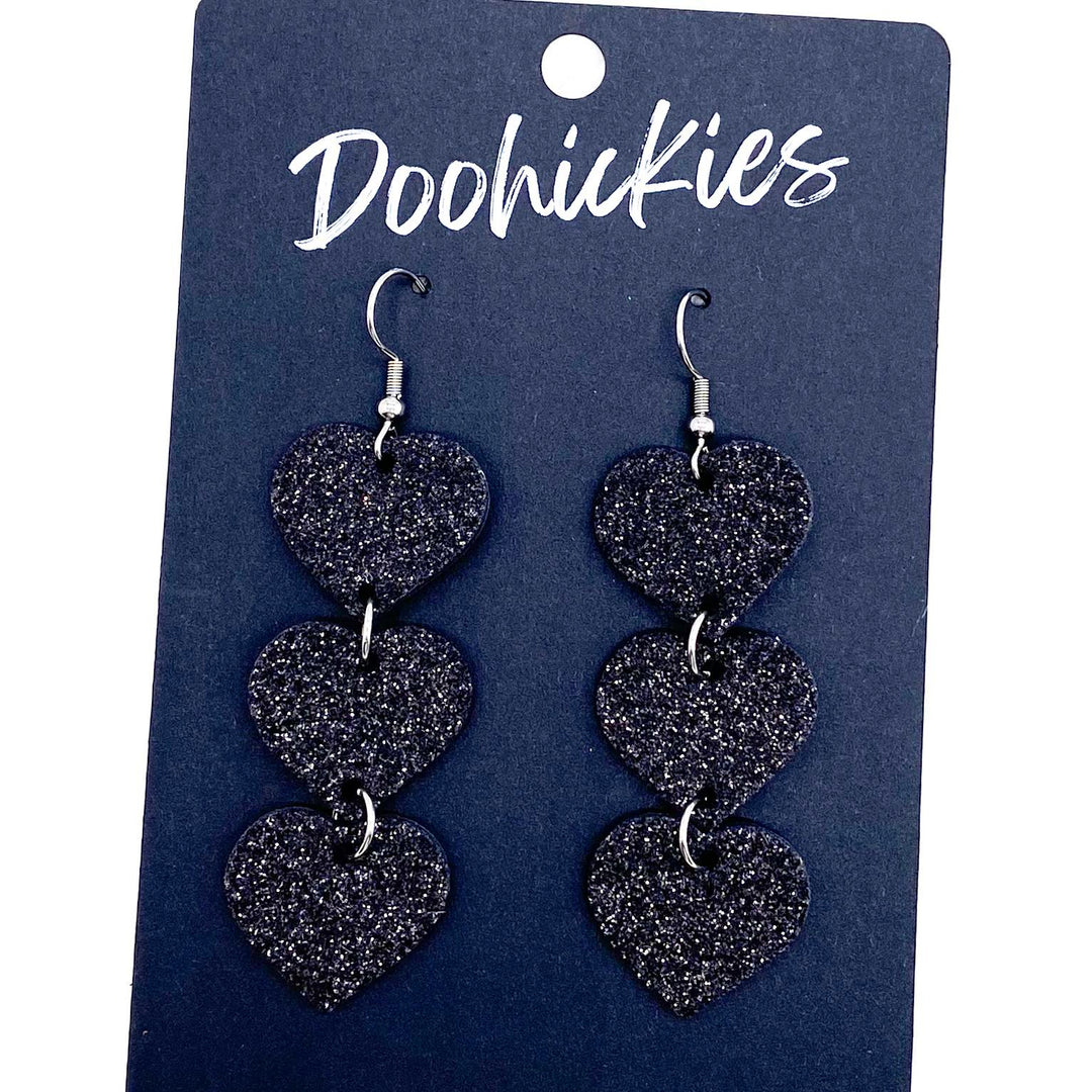 Triple Glitter Heart Drops-Earrings-Inspired by Justeen-Women's Clothing Boutique